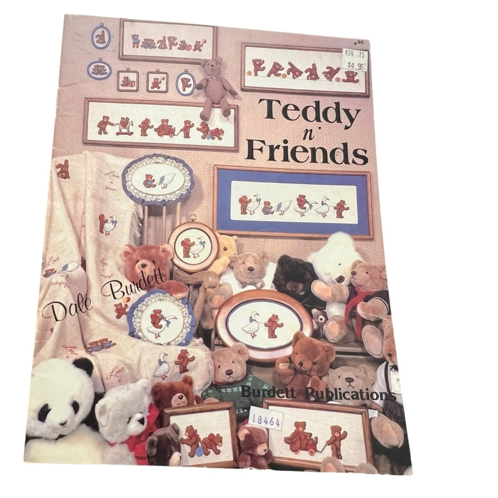 DALE BURDETT COUNTED‎ CROSS STITCH PATTERN BOOK TEDDY N FRIENDS 1984 Kids CUTE!
